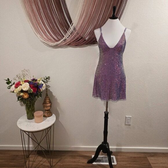 Intimately Free People Gold Rush Mini Dress Sz M - Picture 2 of 8